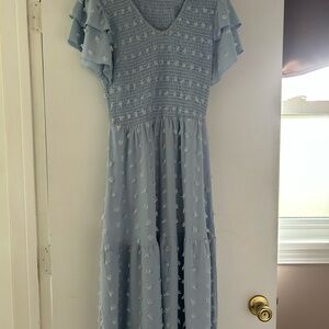 Elegant Blue Ruffled Dress